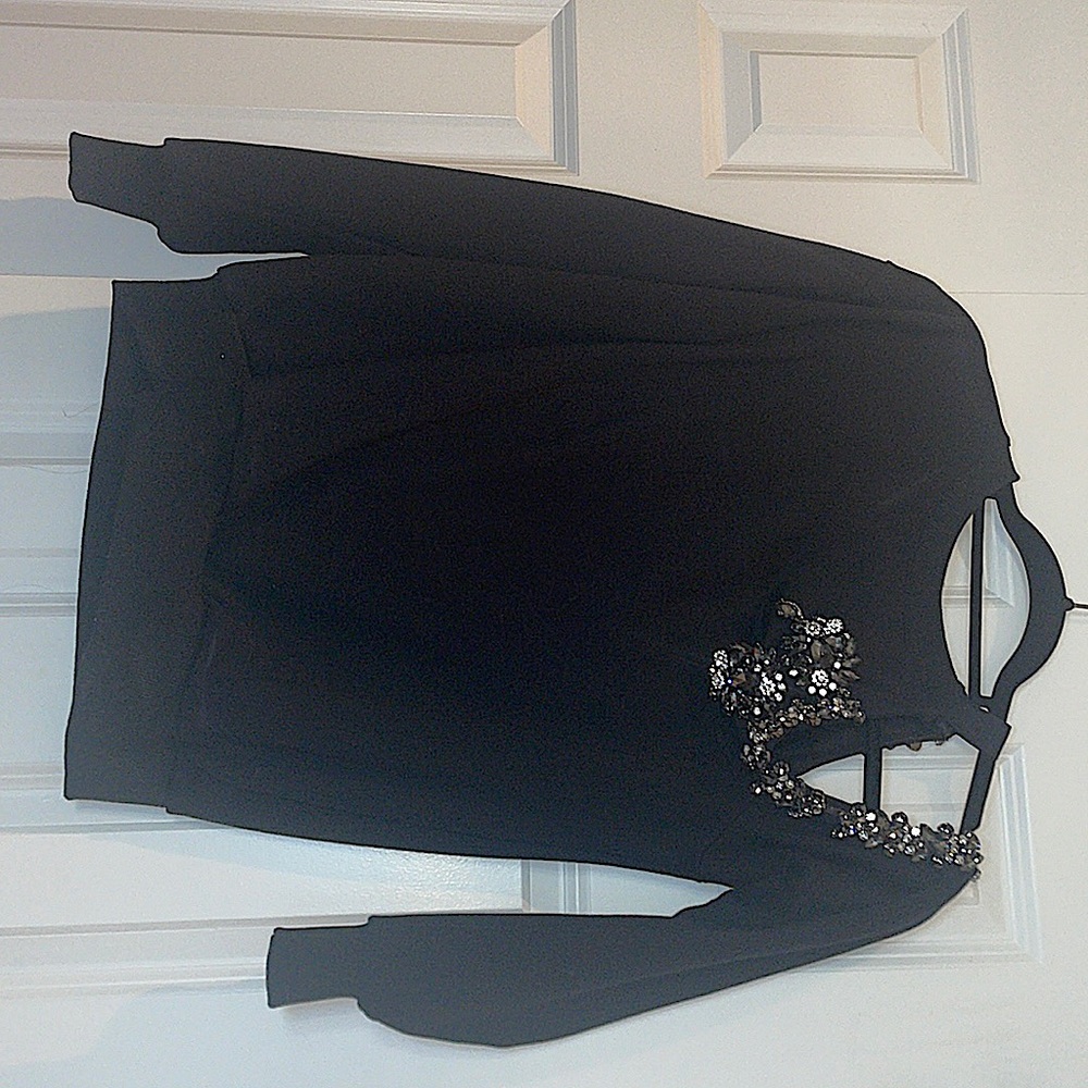 Jeweled Off-the-shoulder Black Sweater